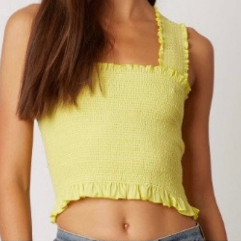 Bright Yellow Cotton Candy LA Crop Top, size medium